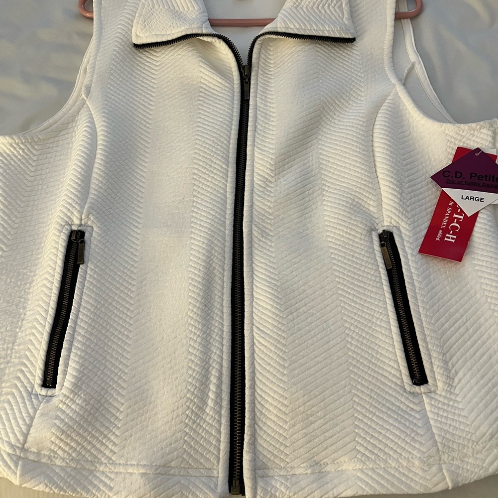 White Quilted Vest with Black Accents